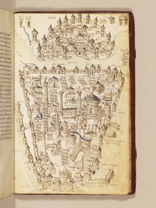 Karte von Konstantinopel, Illustration aus dem "Liber Insularum Archipelagi"