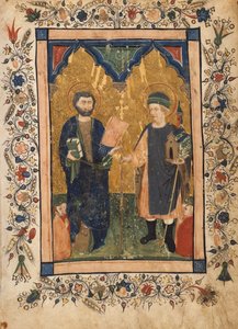 Der Evangelist Markus und der Heilige Sinibaldus, verehrt von Mitgliedern einer Laiengemeinschaft, ca. 1425-34 von Cristoforo Cortese