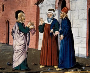 Judas geht zum Priester und gesteht seinen Verrat an Christus, aus dem Leggendario Sforza-Savoia