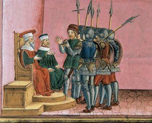 Die Priester erinnern Pontius Pilatus daran, dass Jesus seine Auferstehung vorhergesagt hatte von Cristoforo De Predis