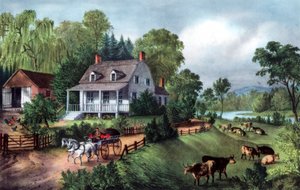 Amerikanische Heimstätte im Sommer, 1868 von Currier and Ives