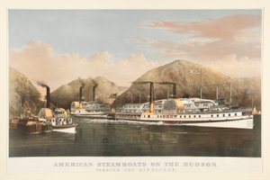 Amerikanische Dampfschiffe auf dem Hudson von Currier and Ives