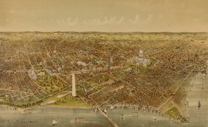Stadt Washington (Vogelperspektive vom Potomac nach Norden) von Currier and Ives
