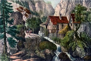 Alte Schweizer Mühle, 1872 von Currier and Ives