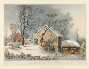 Das alte Heim im Winter von Currier and Ives