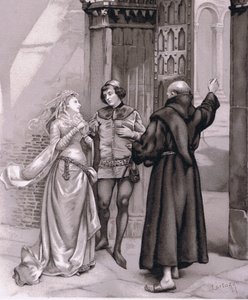 Eintritt Pater Laurence und Romeo, Illustration aus Romeo und Julia