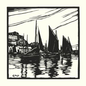 Fischerboote und Lastkähne: Cornish Drifters, Looe von Cyril A. Wilkinson