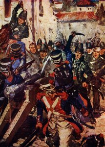 Die Rifle Brigade räumt ein Dorf (Farblithografie) von Cyrus Cuneo