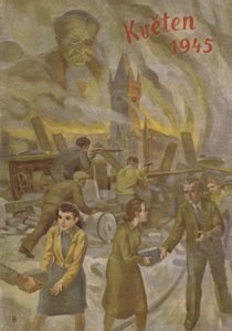 Menschen in Prag helfen sich gegenseitig und kämpfen im Mai 1945 von Czech School