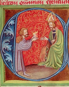Der Autor bietet sein Buch Karl IV. (1316-78) von Böhmen an, aus Opus Ruralium Commodorum von Pietro de Crescenzi (1230-1321)