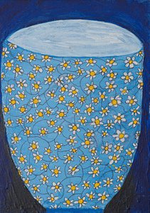 Blaue Gänseblümchenvase