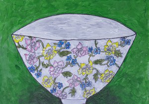 Bunte Blumenschale von Dale Hefer & Family