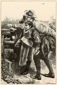 Evangelist zeigt den Weg aus The Pilgrims Progress From This World, To That Which Is To Come von John Bunyan (1628-1688) Illustration von Thomas Dalziel (1823-1906)