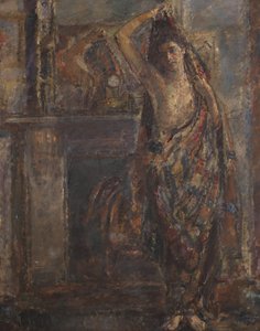 Gekleidete Frau, die an einem Kaminsims steht (verso), 1938 von Dame Ethel Walker