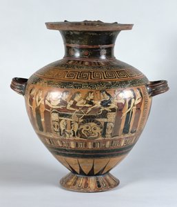 Schwarzfigurige Hydria, die die Nereiden zeigt, die Achilles betrauern, ca. 560-550 v. Chr. von Damon Painter