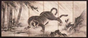 Tiger [links vom Paar Drache und Tiger], Mitte des 16. Jahrhunderts von Dōan Yamada