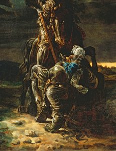 Und im ersten Lauf fielen der Elfenritter und sein Pferd (Detail) von Daniel Maclise