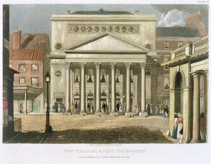 Neues Theatre Royal, Haymarket, in London, entworfen von John Nash im Jahr 1821, 1826 von Daniel Havell