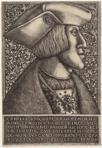 Porträt von Kaiser Karl V., aus "Opera Hopferiana [...]" von Daniel Hopfer