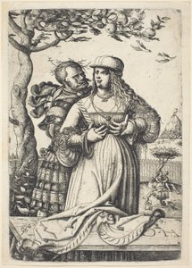 Soldat umarmt eine Frau von Daniel Hopfer