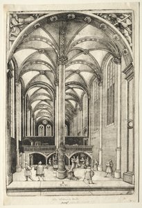 Ansicht des Inneren der St. Katharinenkirche in Augsburg von Daniel Hopfer