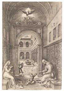 Die Jungfrau und das Kind mit der heiligen Anna, ca. 1500 von Daniel Hopfer the Elder