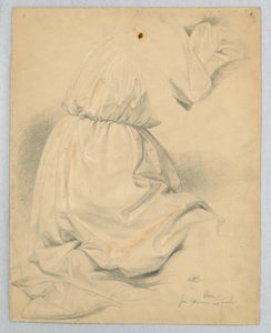 Draperiestudie für kniende Figur in "Kommunion der Kranken" von Daniel Huntington