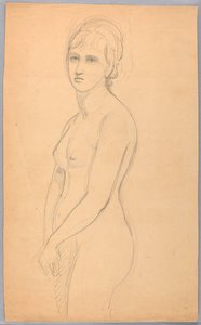 Zeichnung, Weiblicher Akt stehend, 1860–70 von Daniel Huntington