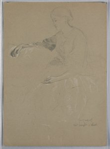 Zeichnung, Frau William Wright und Kind, 1857 von Daniel Huntington