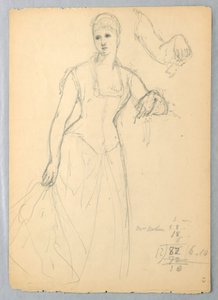 Zeichnung, Skizze für ein Porträt von Bella Worsham, 1878 von Daniel Huntington