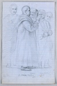 Zeichnung, Studie für "Wissenschaftliche Gruppe", 1858 von Daniel Huntington