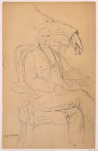 William H. Macy sitzend, Getrennte linke Armstudie, 1884 von Daniel Huntington