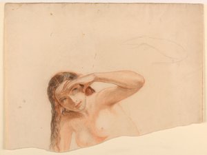 Weiblicher Akt mit erhobener linker Hand von Daniel Huntington