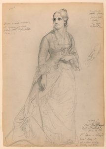 Mrs. Rutherford B. Hayes stehend, mit separater linker Handstudie von Daniel Huntington