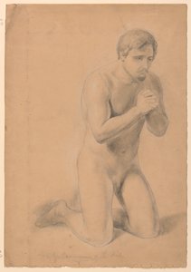 Nackte männliche Figur, Studie für "Kommunion der Kranken" von Daniel Huntington