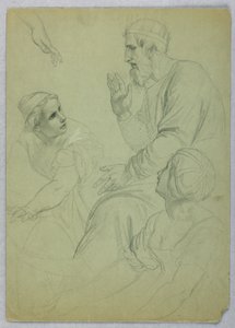 Skizzen eines Königs und zweier Frauen