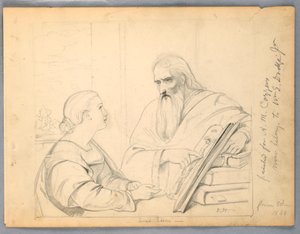 Studie für "Heilige Lektion" von Daniel Huntington