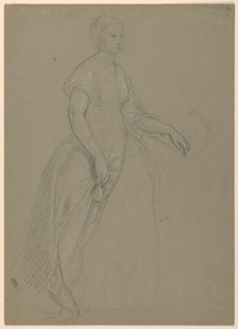 Studie einer stehenden Frau für "Der republikanische Hof" (Lady Washingtons Empfangstag) von Daniel Huntington