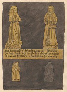 Messingplatte für John und Tomasina Goodyere aus der Kirche von Teddington von Daniel Lysons