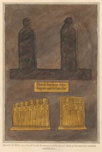 Messingplatten auf einem unbekannten Grab im Boden des südlichen Seitenschiffs aus der Hillingdon Kirche von Daniel Lysons