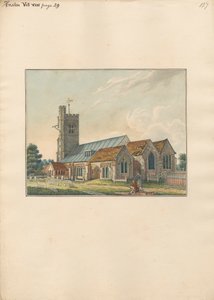 Kirchhof von Heston mit einem Künstler, der die Grabsteine skizziert von Daniel Lysons