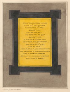 Gedenkstätte für John und Ann Goodwin und ihren Sohn Mathew aus der Kirche von Bedfont von Daniel Lysons