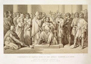 Krönung von Harold, König der Angelsachsen, graviert von W. Ridgeway
