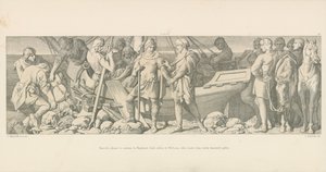 Harold, kurz vor der Rückkehr nach England, verabschiedet sich von Wilhelm, der ihn mit Abschiedsgeschenken belädt von Daniel Maclise