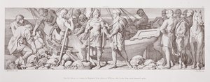 Harold, kurz vor der Rückkehr nach England, verabschiedet sich von William, der ihn mit Abschiedsgeschenken belädt, aus 