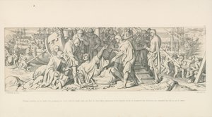 William stolpert bei der Landung, aber ergreift die Erde mit seiner Hand und ruft aus, dass er so den englischen Boden in Besitz nimmt, und beruhigt so seine Anhänger, die seinen Sturz als schlechtes Omen betrachteten von Daniel Maclise