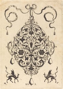 Großes Anhänger, aufrechtes Oval mit Blumenschmuck von Daniel Mignot