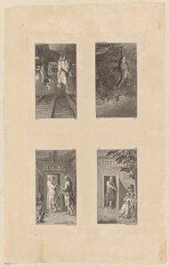 Blatt 5-8 zu Pestalozzis Lienhard und Gertrud von Daniel Nikolaus Chodowiecki