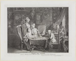 Kabinett eines Malers. Das Familienblatt des Künstlers. von Daniel Nikolaus Chodowiecki