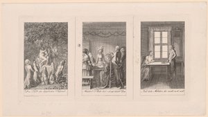 Drei Blätter zu Ehrenbergs „Taschenbuch [...] für 1795“ von Daniel Nikolaus Chodowiecki